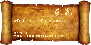 Gfrörer Mariann névjegykártya